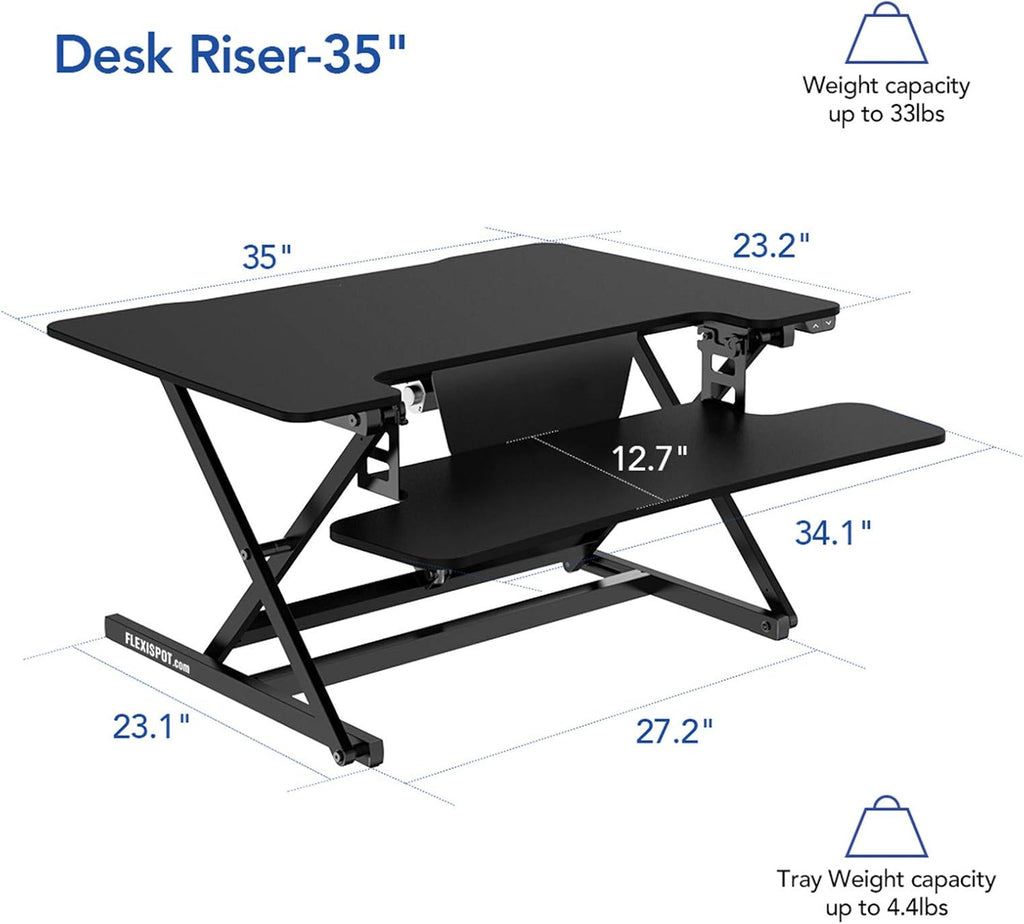 35" Wide Electric Standing Desk Converter with Keyboard Tray Y84616