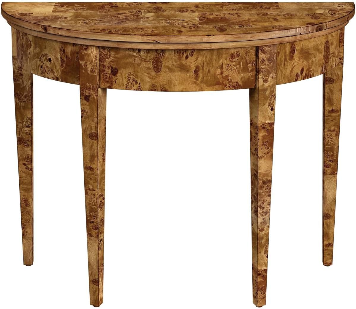 Brown Burl Wood Demilune Console Table R384337