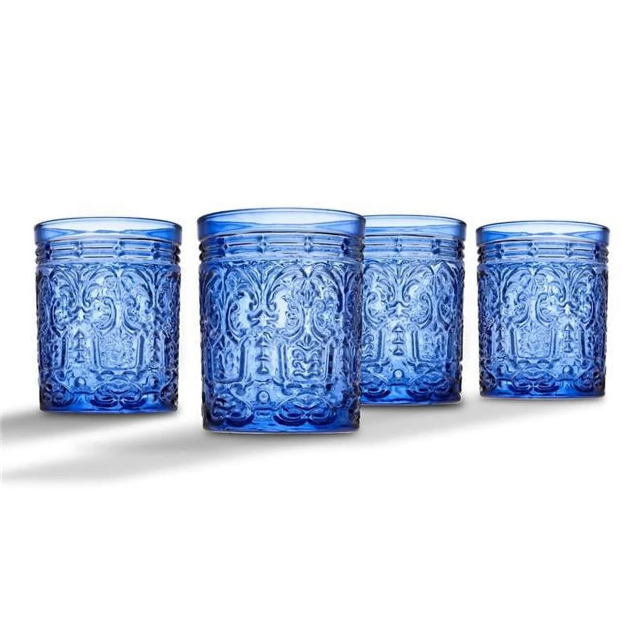 11 oz Blue Double Old Fashion Glass Set of 4 W117