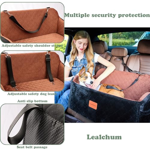 Large Dog Car Seat with Memory Foam Cushion and Storage Pockets (Black) D87768