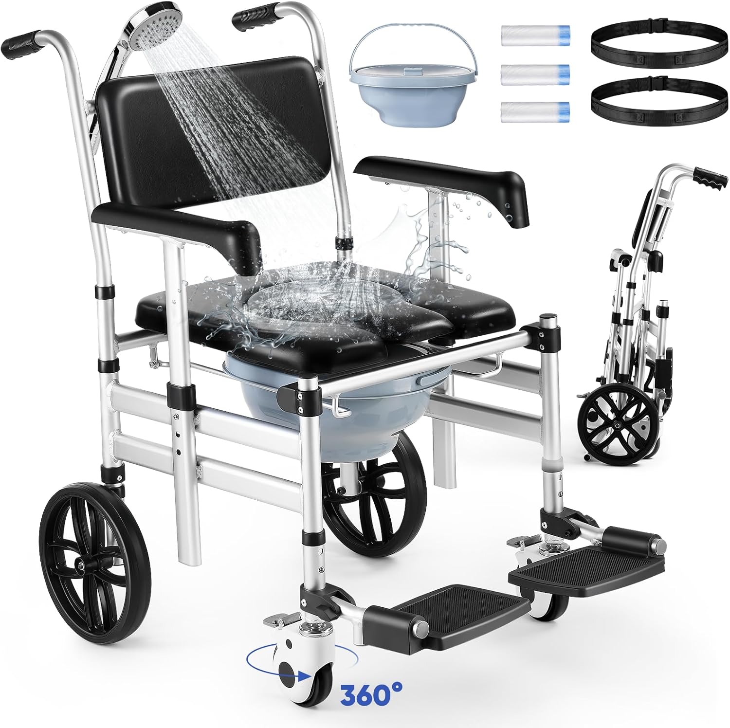 Foldable Aluminum Shower Chair with Wheels C964849