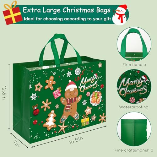 24 Pack Assorted Sizes Reusable Non-Woven Christmas Gift Bags B248