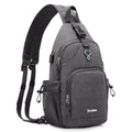 Canvas Sling Bag Crossbody Backpack with USB Charging Port (Dark Grey) I5112