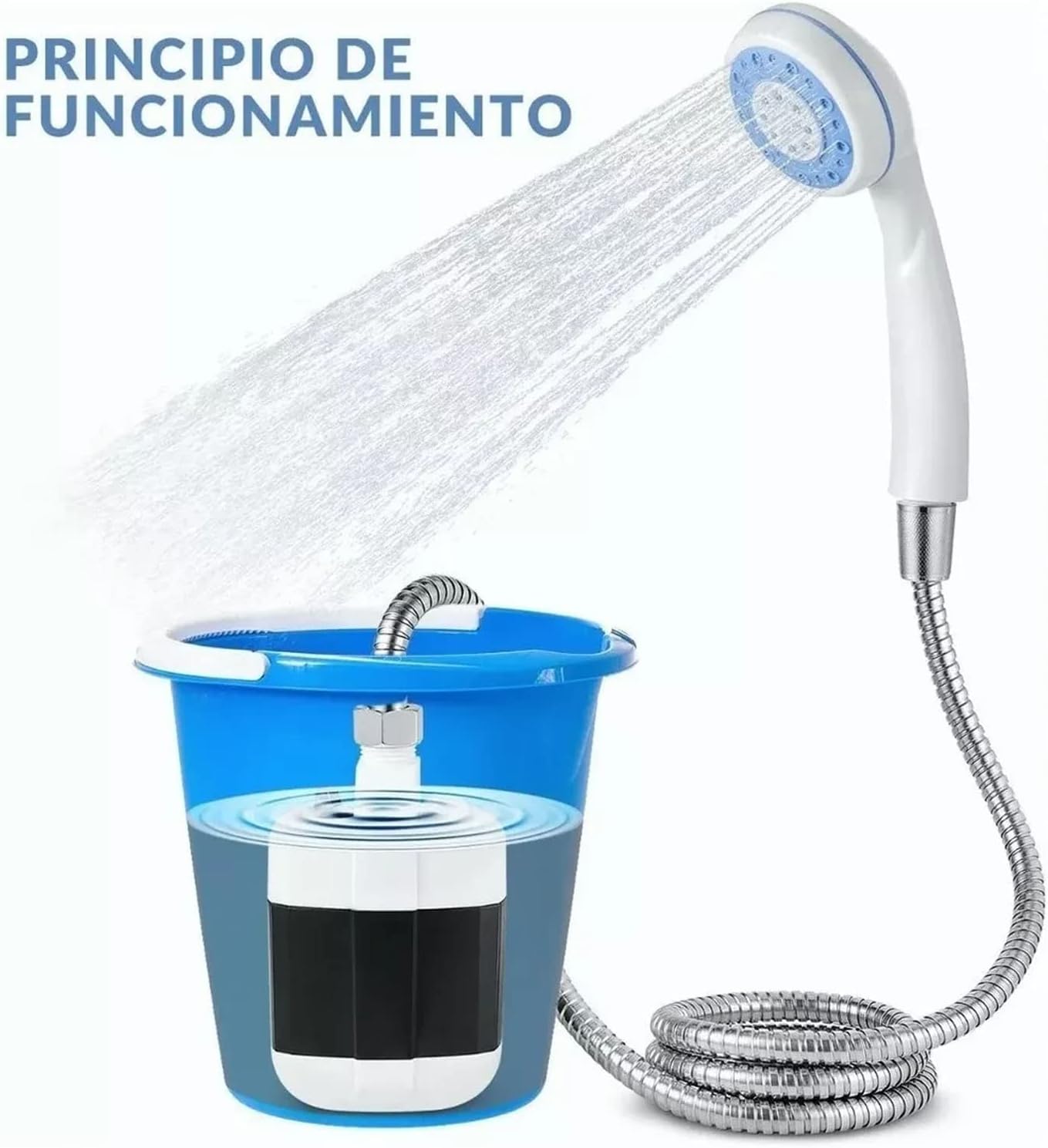 Portable Electric Shower with Battery Powered Pump Shower Head Nozzle E7445