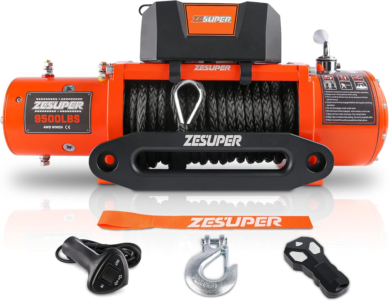 9500 lbs Waterproof Electric Winch with Hawse Fairlead R22936