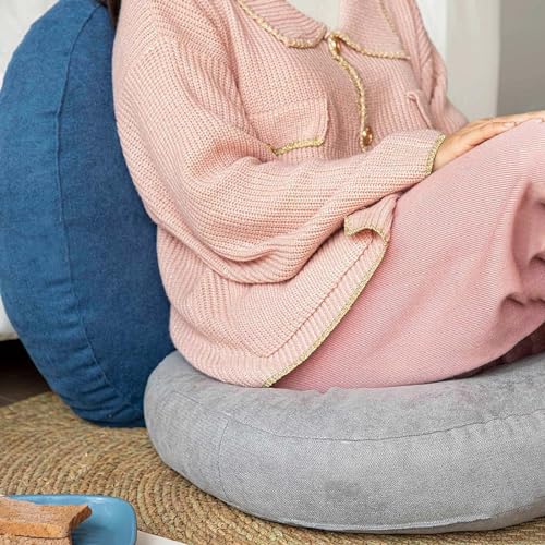 Yellow Large Round Floor Cushion Set of 2 G567