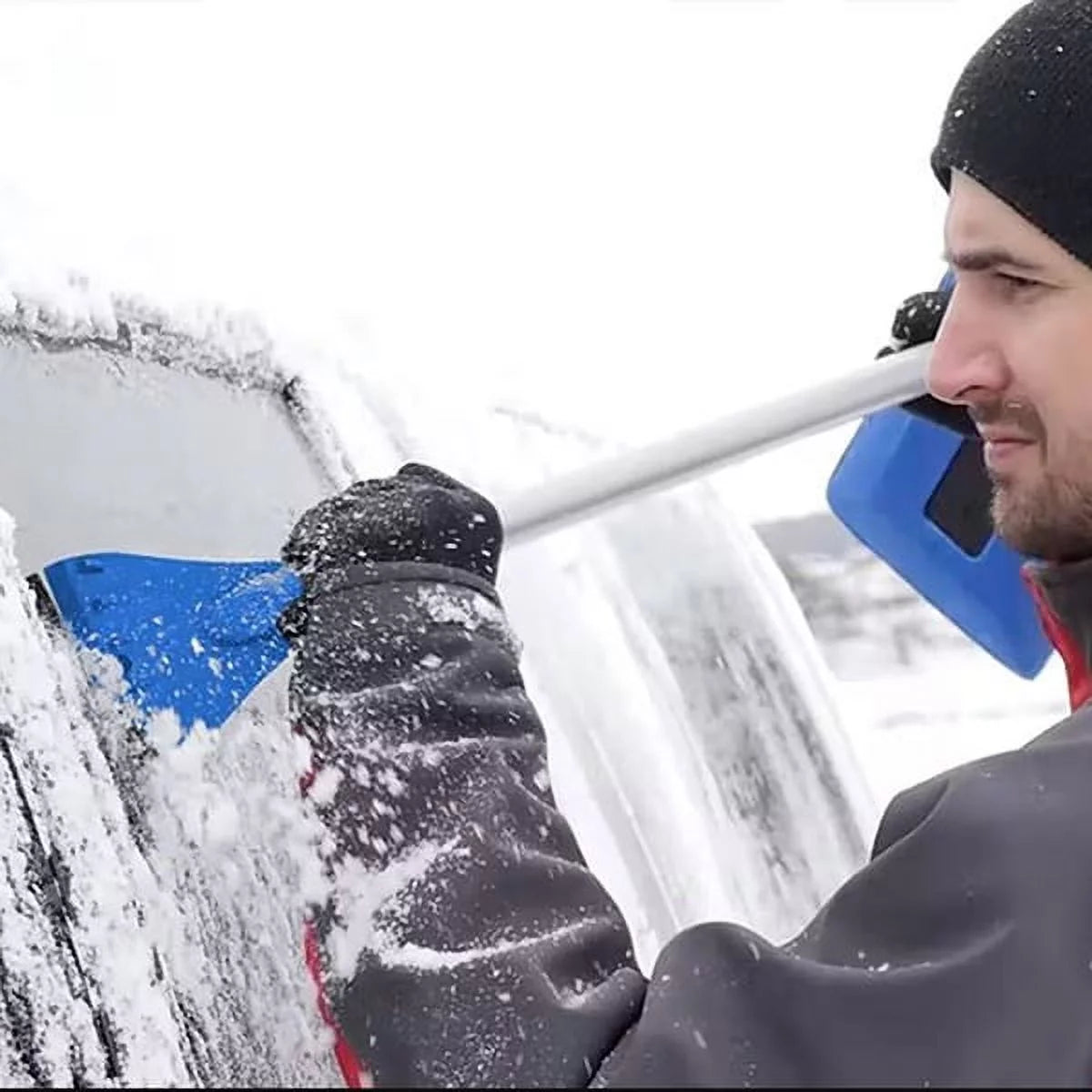 4-in-1 Telescoping Snow Broom with Ice Scraper and LED Lights H463