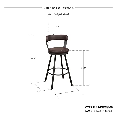 Black Swivel Counter Stool, Set of 2, 25.5" Seat Height U43638