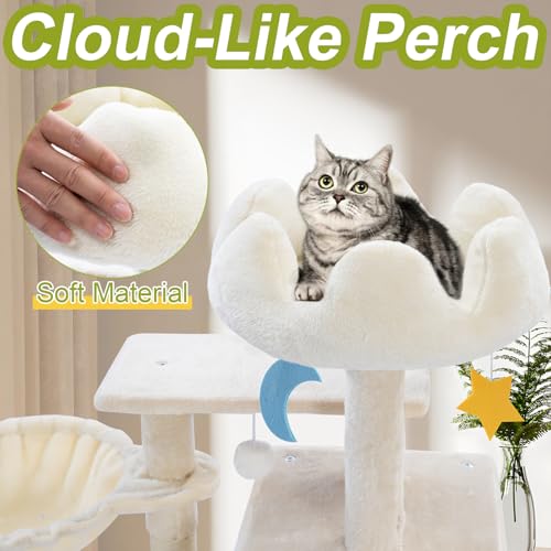 White 40'' Cat Tree Tower with Scratching Post K55638