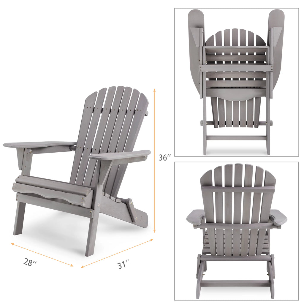 Gray Wooden Folding Adirondack Chair Set of 2 G8048