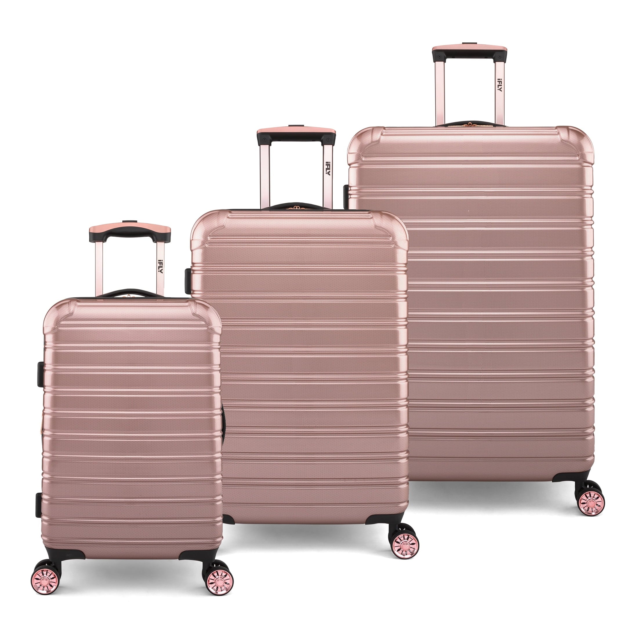 3 Piece Hardside Luggage Set, 20" Carry-on, 24" and 28" Checked, Rose Gold K2294