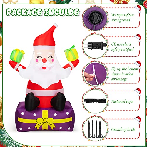 Inflatable Santa Claus with Gift Boxes LED Lights Yard Decor X77698