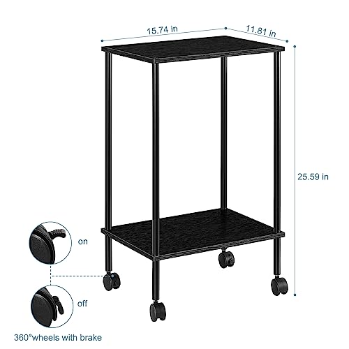 Black 2-Tier End Table Set of 2 with Wheels X9008