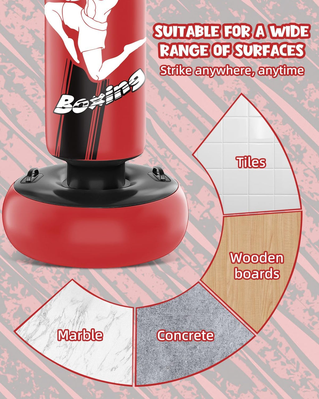 66 Inch Inflatable Punching Bag with Boxing Gloves (Red) S737