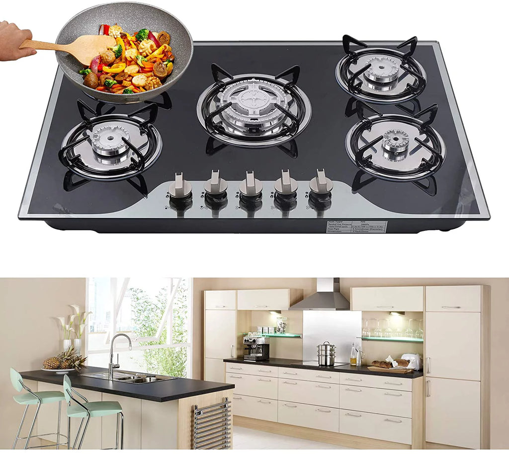 30" 5 Burner Gas Cooktop with Tempered Glass P8046