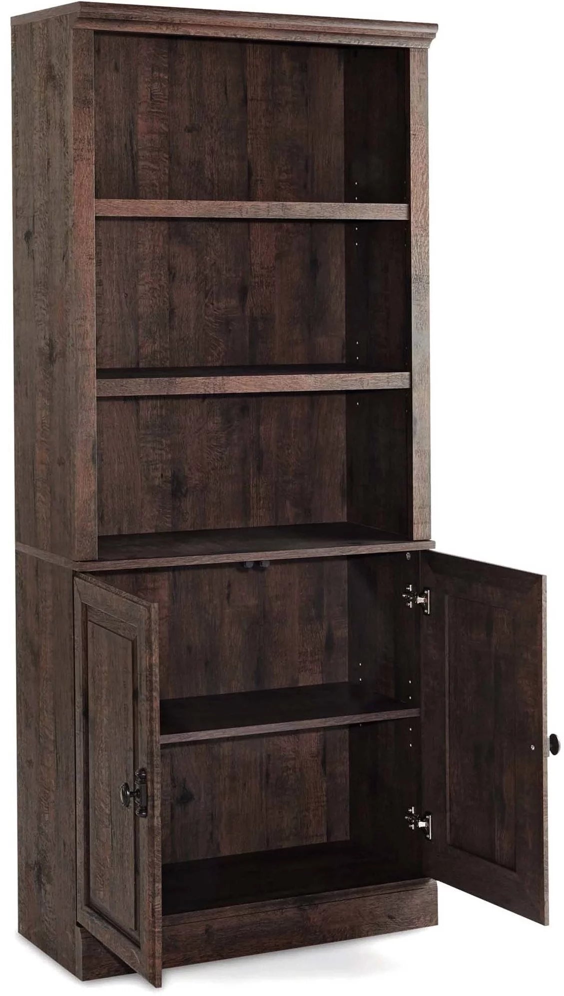 Heritage Walnut Finish 5 Shelf Bookcase with Doors G140804
