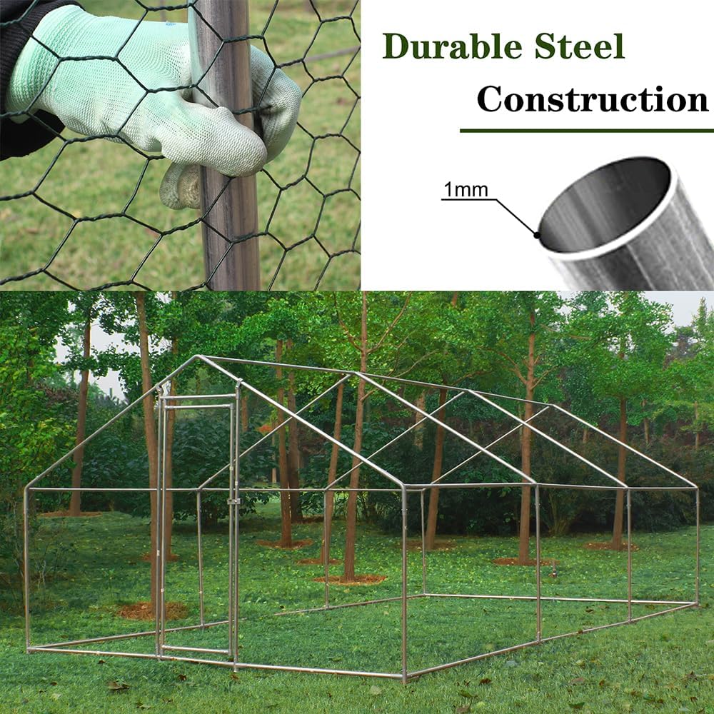 Large Metal Chicken Coop with Waterproof Cover (XL) X121510
