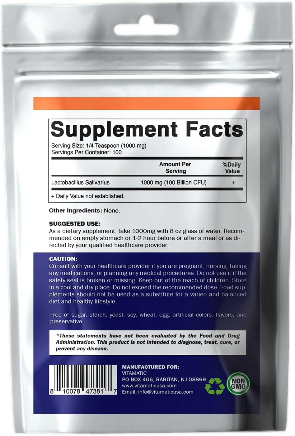 Lactobacillus Salivarius Probiotic Powder - 100 Gram (3.5 OZ) - 100 Servings P530