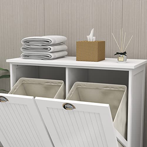 White Double Tilt Out Trash Cabinet Laundry Sorter Cabinet X708110
