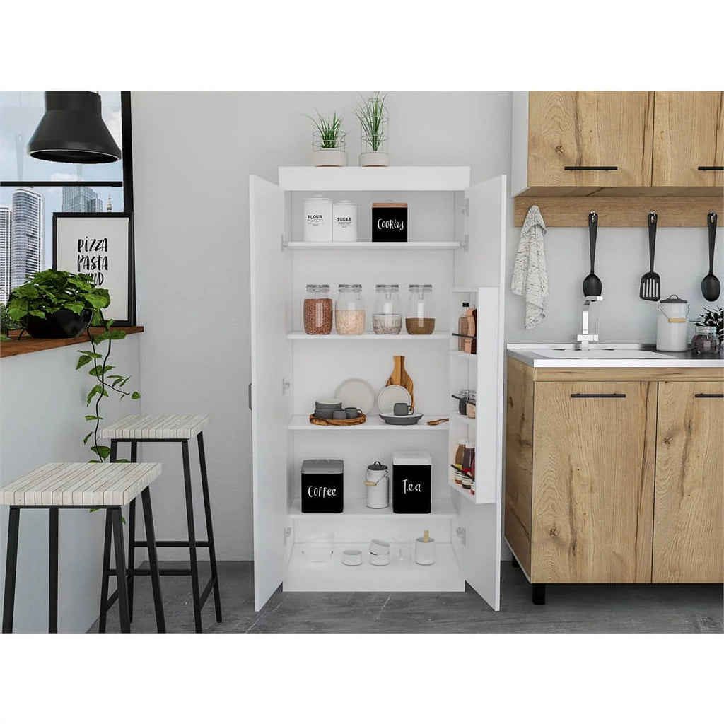 White 5-Shelf Engineered Wood Pantry Cabinet I5762
