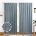 Dusty Blue Faux Linen Blackout Curtains 84 Inches 2 Panels K803