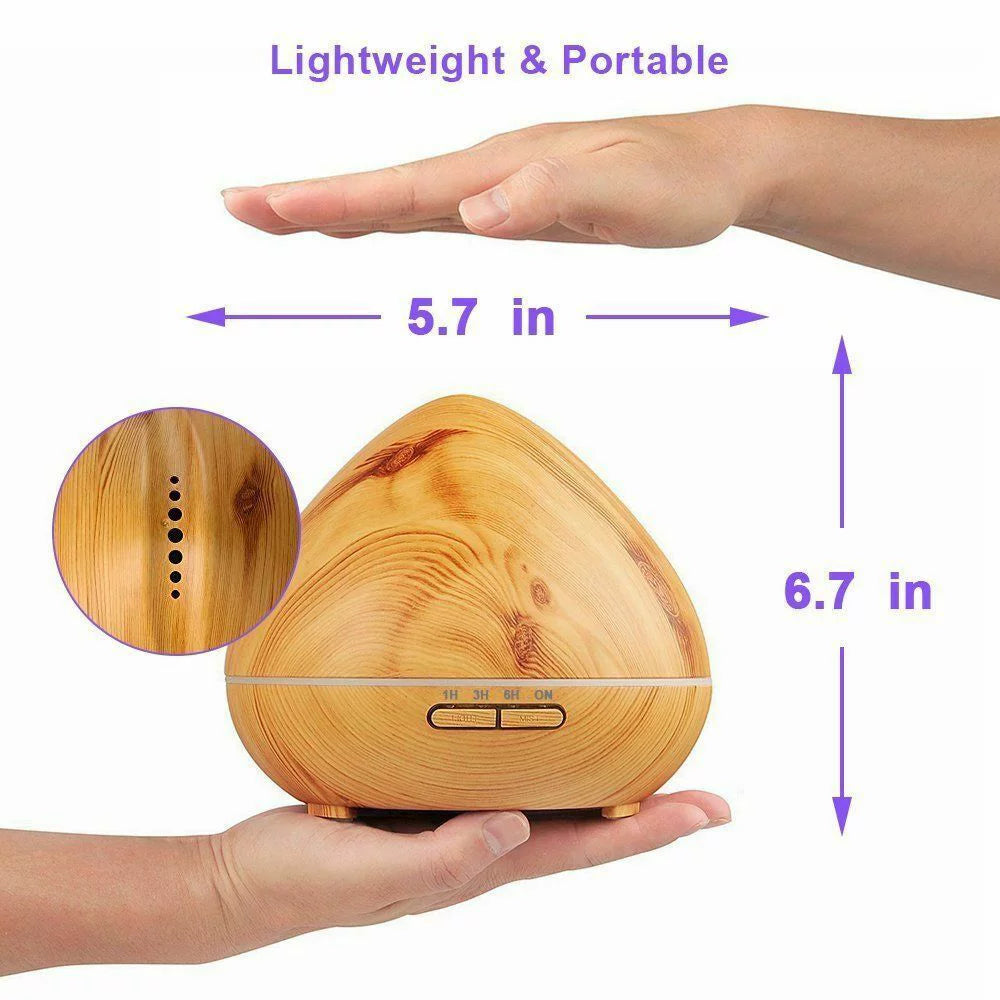 550ml Wood Grain Ultrasonic Cool Mist Aroma Essential Oil Diffuser O5341
