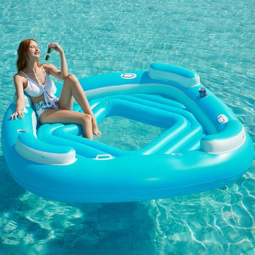 Inflatable 4-Person Pool Float with Cupholders T1698