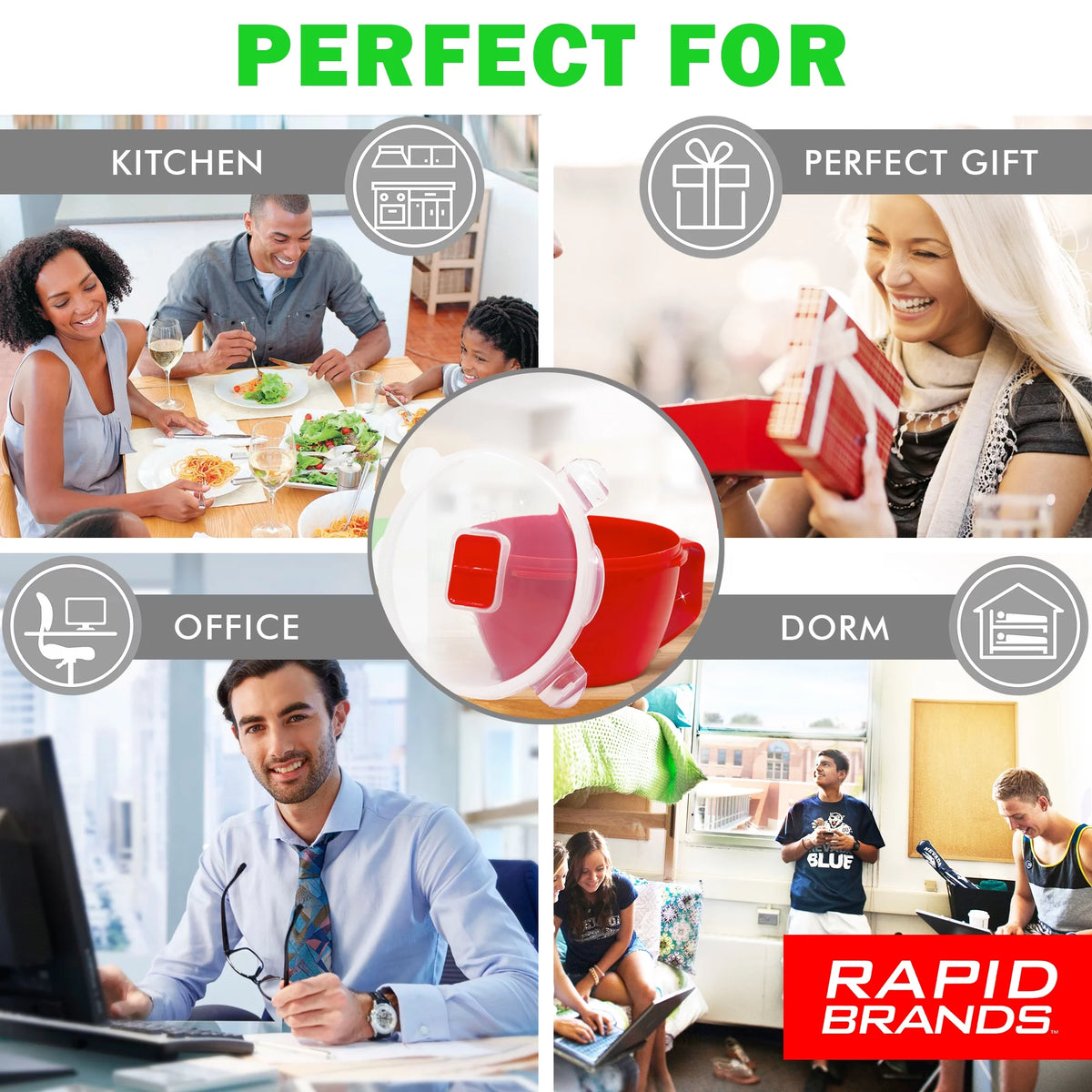 Red Microwaveable BPA-Free Soup Bowl I55566