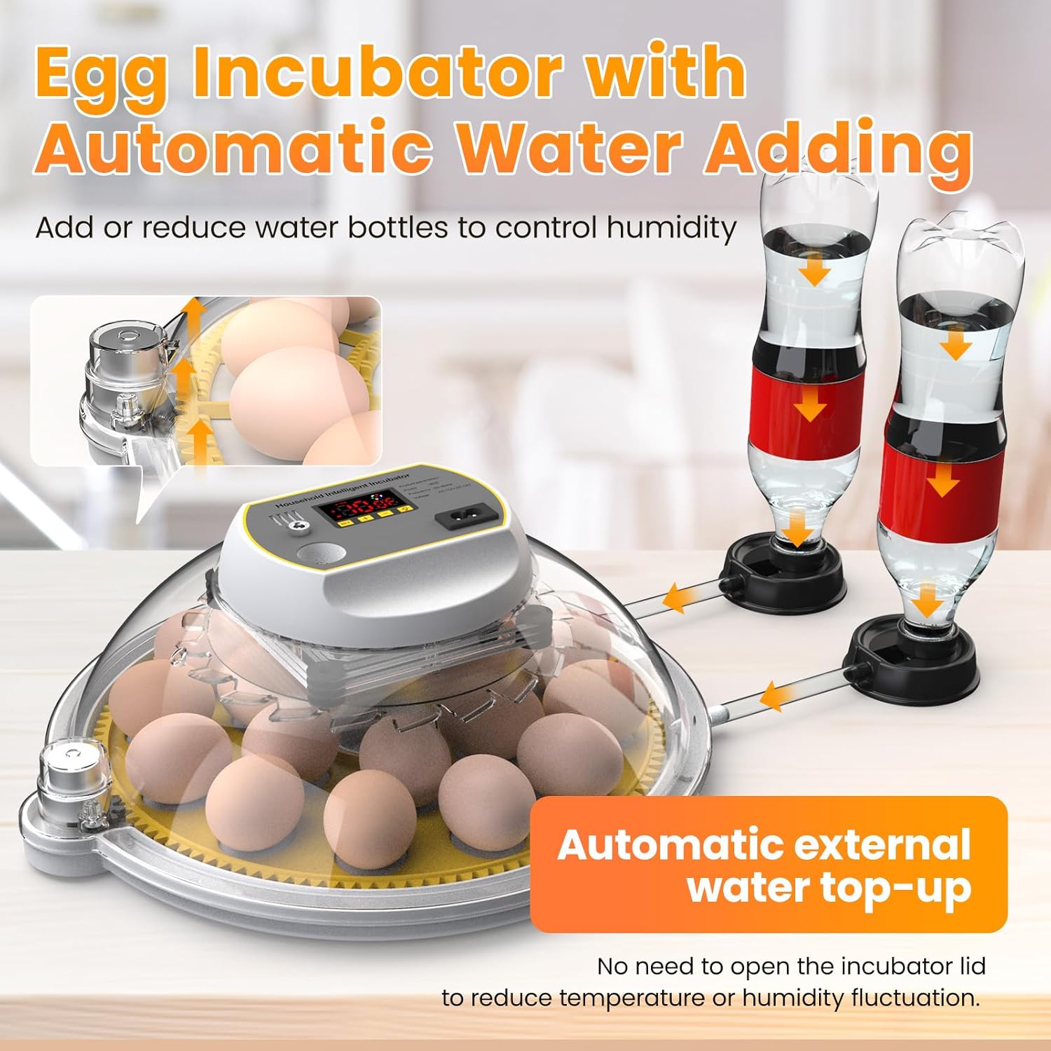 18-60 Eggs Incubator with Automatic Egg Turning and Auto Water Adding K163