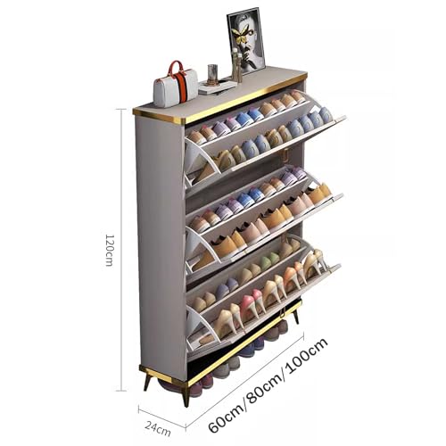 Slim 4 Layer Shoe Storage Cabinet with Flip Down Drawers N46790