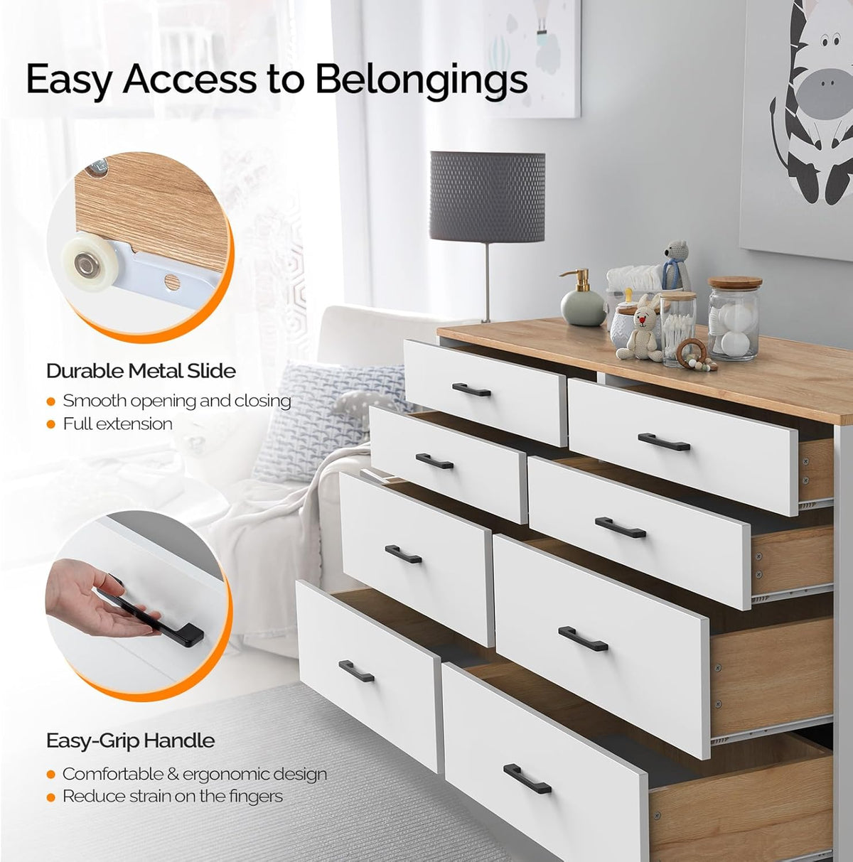 White 8 Drawer Wood Dresser Z91214