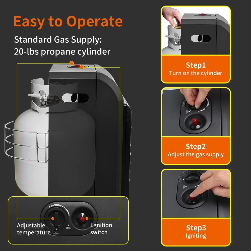 Portable LP Gas Heater with 3 Power Settings, 18,000 BTU P72891
