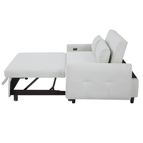 Blue Grey Corduroy 4 in 1 Convertible Sofa Couch Bed J95759