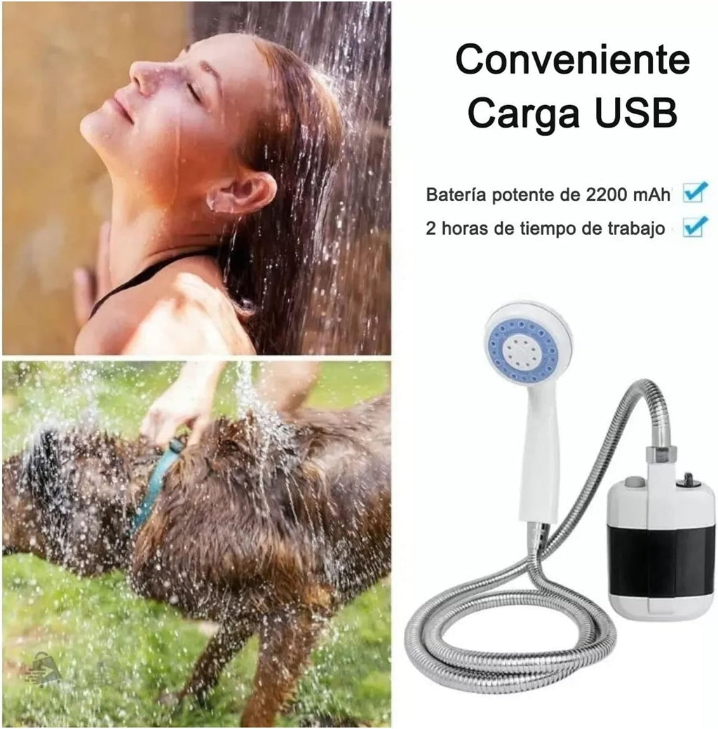 Portable Electric Shower with Battery Powered Pump Shower Head Nozzle E7445