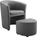 Gray Faux Leather Armchair And Ottoman Set X20316