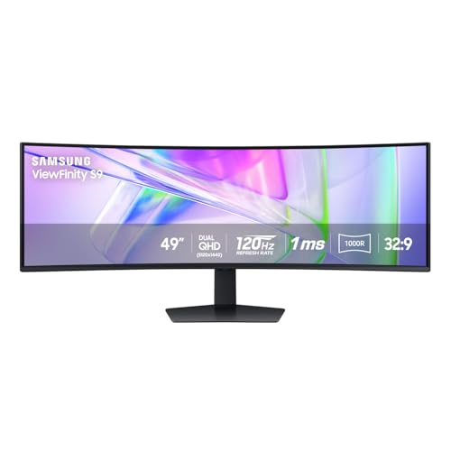 49" Curved Ultrawide Dual QHD Computer Monitor, USB-C, DisplayPort, HDMI, 120Hz, Height Adjustable Stand V499