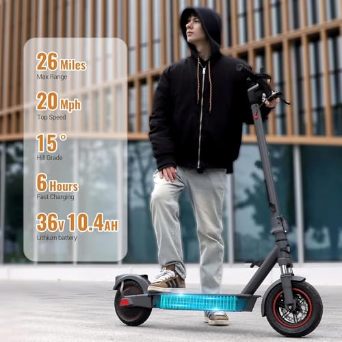 Electric Scooter with 10" Tires, 600W Peak Motor, 22 MPH Speed, 30 Miles Range, Dual Brakes, LCD Display R680222