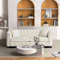 Beige Velvet 3-Seater Sofa with 2 Pillows L813517