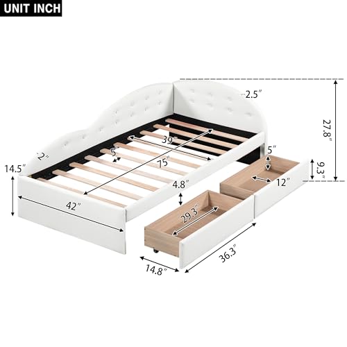 Gray Velvet Twin Size Daybed with Storage Drawers T781