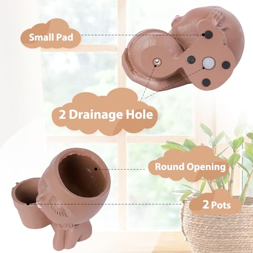 Khaki Lady Face Planter Pot with Drainage Hole A57503