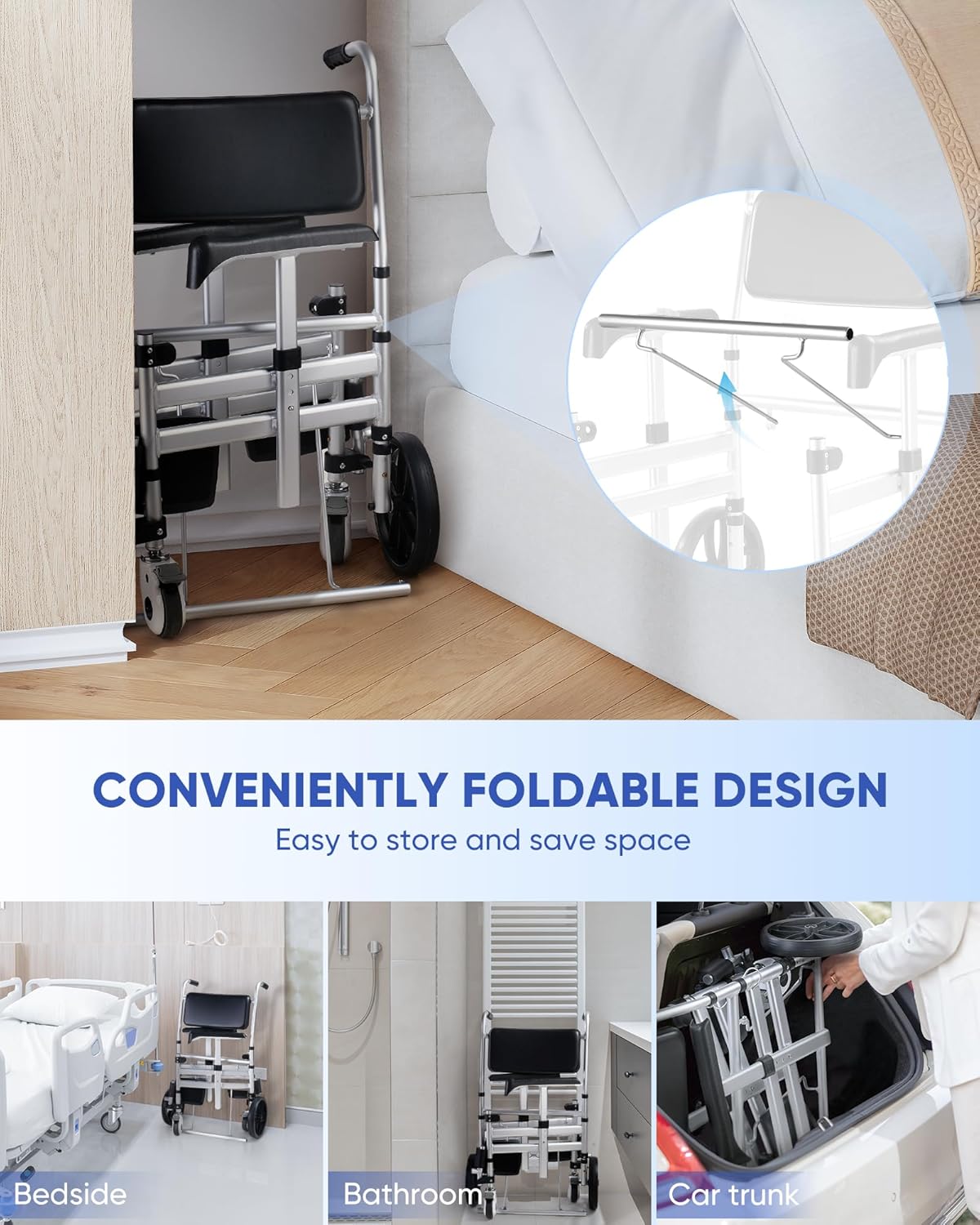 Foldable Aluminum Shower Chair with Wheels C964849