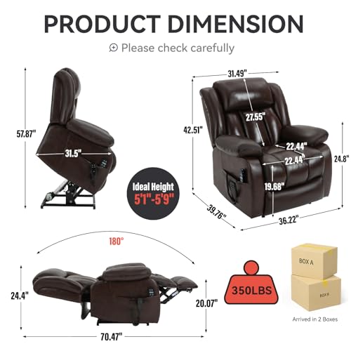 Black Leather Dual Motor Power Lift Recliner Chair G908