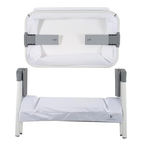 Grey Bedside Crib Bassinet with Travel Bag and Removable Compressed Cotton Mattress Y37864