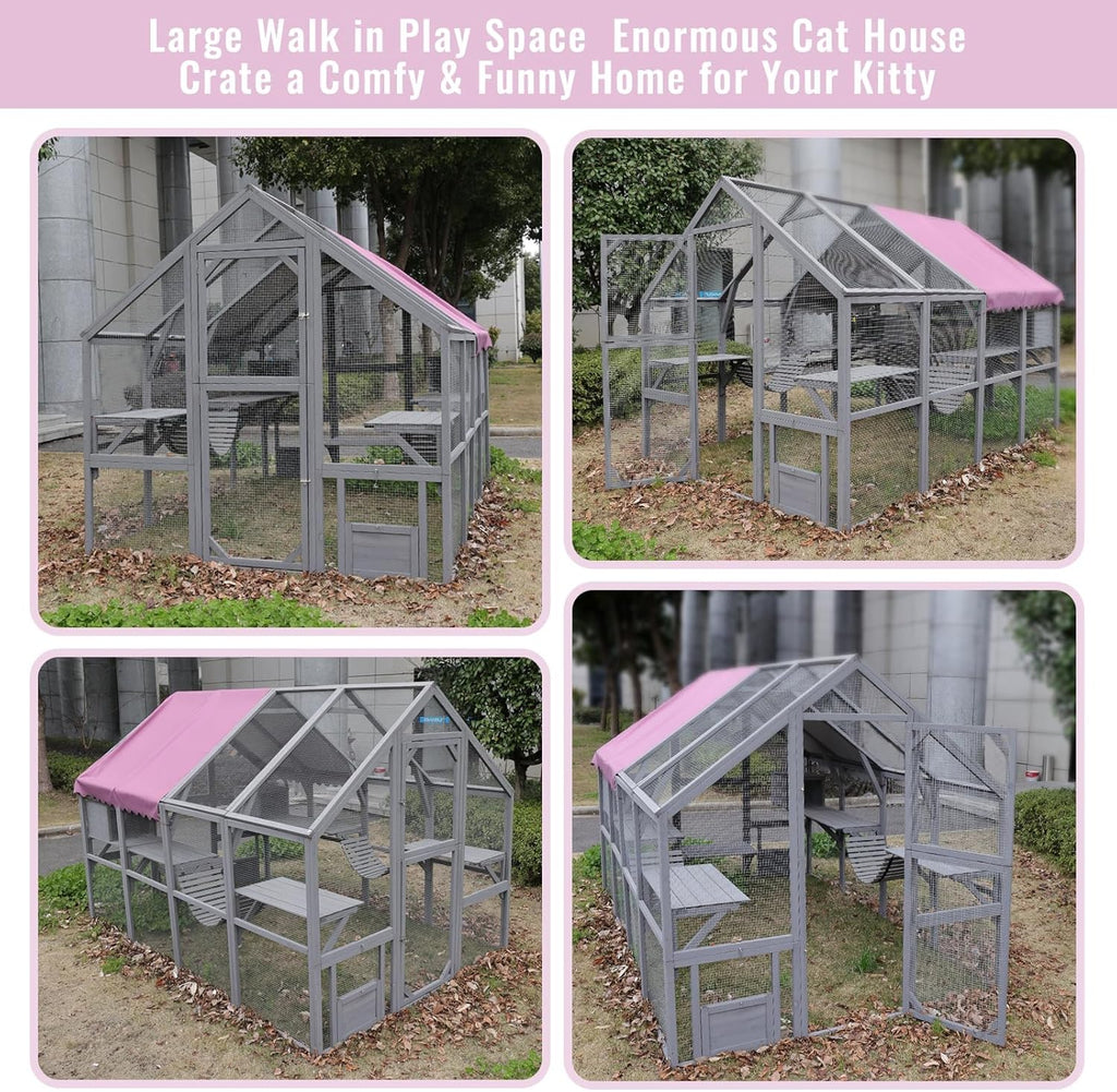 Large Catio Outdoor Cat Enclosure with Waterproof Roof L87602