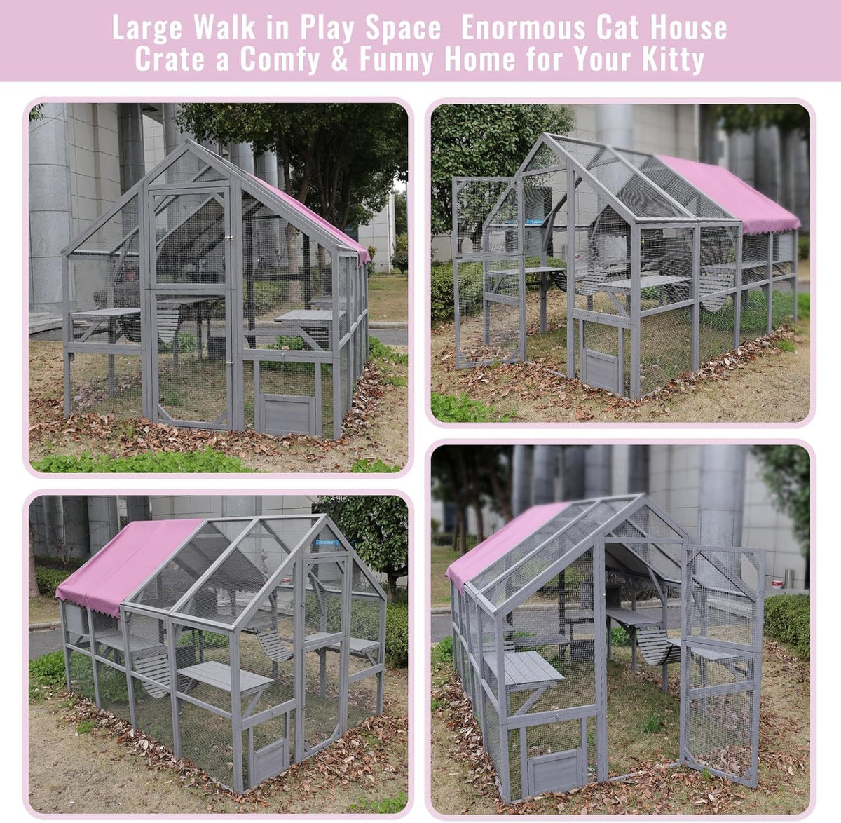 Large Catio Outdoor Cat Enclosure with Waterproof Roof L87602
