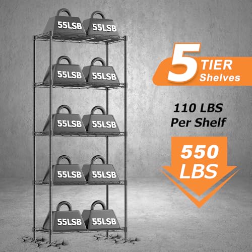 5-Tier Adjustable Metal Wire Shelving Unit Y545