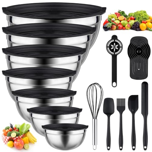 26 PCS Stainless Steel Nesting Black Mixing Bowls Set M63953