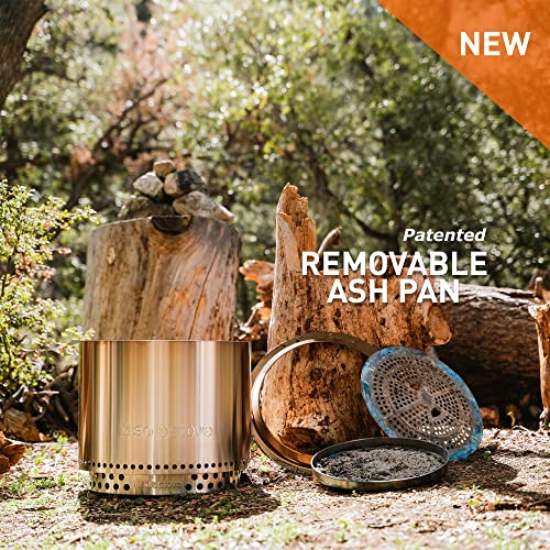 Portable Smokeless Fire Pit with Stand, Woktop & Hub, Stainless Steel/Cast Iron, 22in x 14.25in O8729