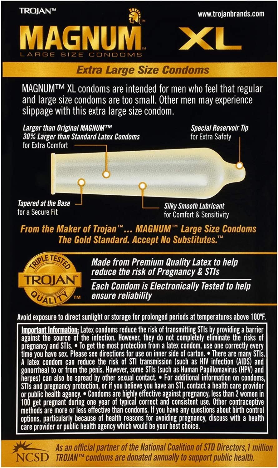 Magnum Lubricated Condoms, Extra Large, 12 Count S8625