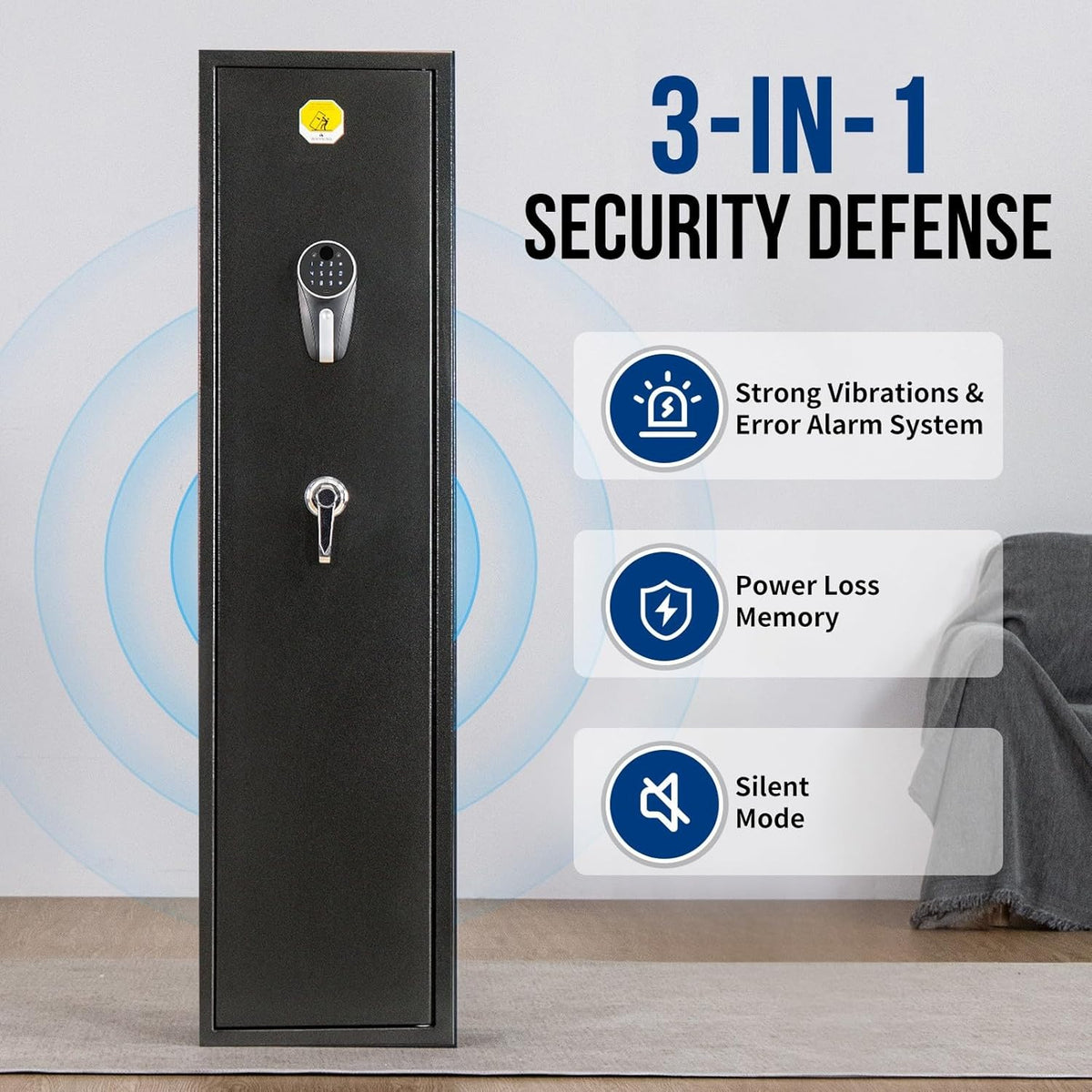 6 Long Gun Safe with Keys Keypad Wall Mount S7812